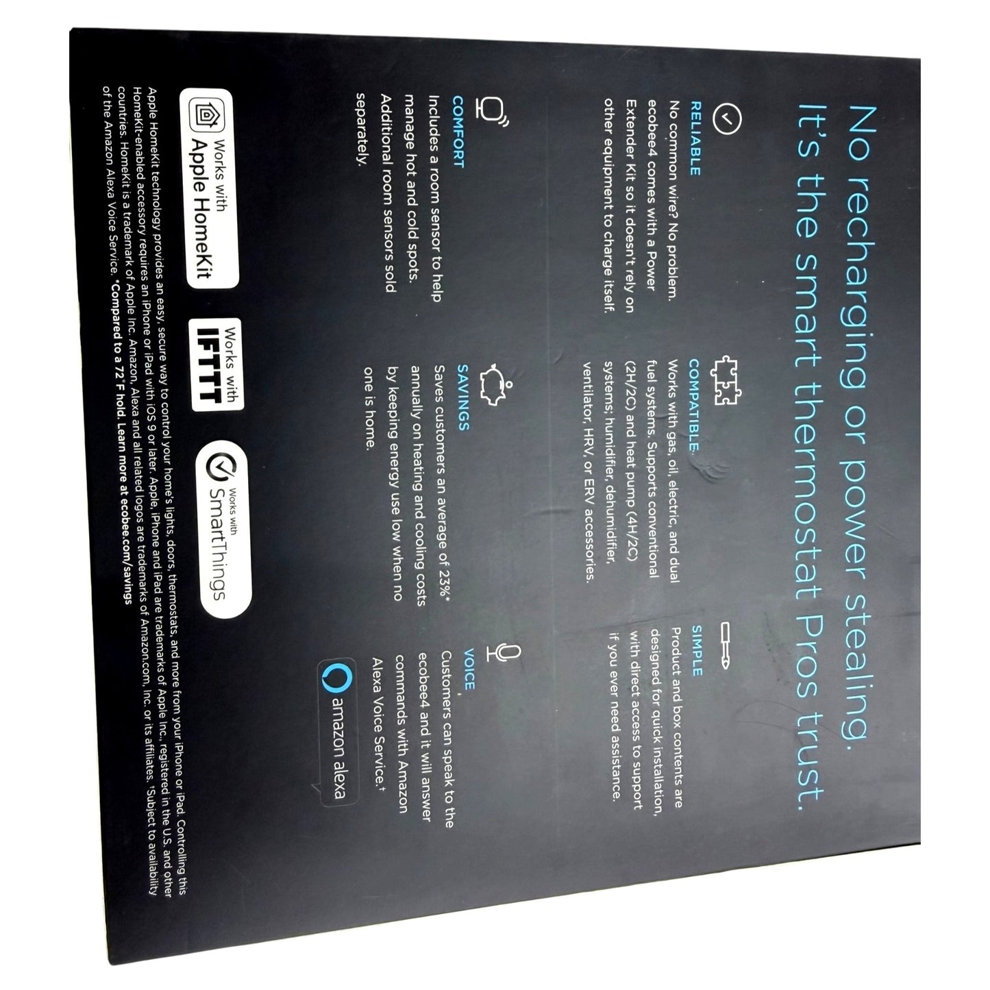 Ecobee4 Smart Thermostat With Room Sensor Wi-Fi Voice Control Apple Homekit & Alexa Compatible