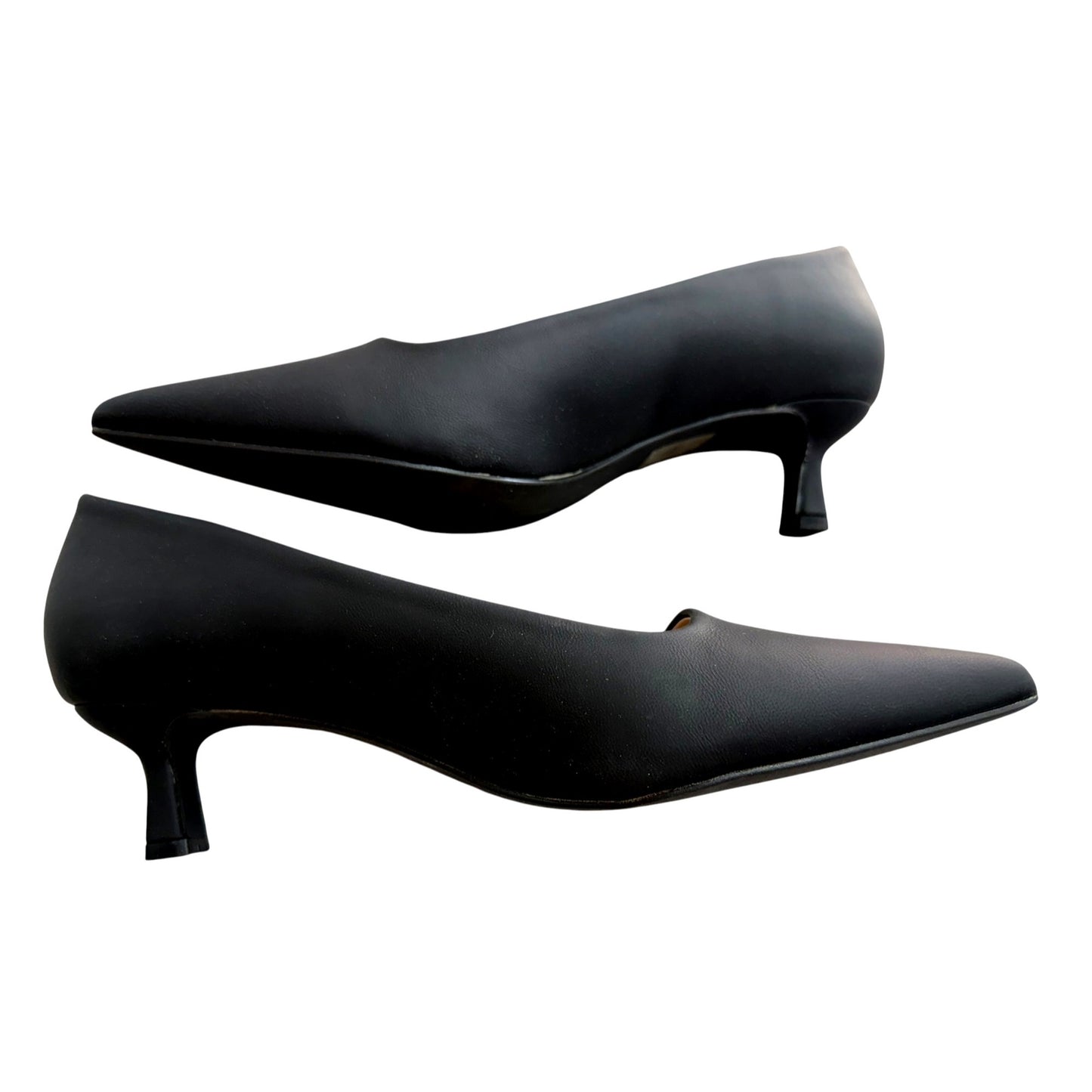 Journee Collection Black Pointed Toe Kitten Heel Pumps Size 11