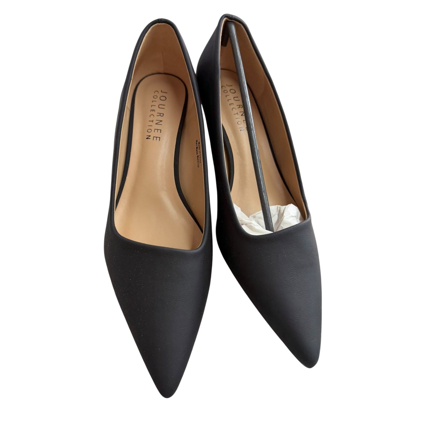 Journee Collection Black Pointed Toe Kitten Heel Pumps Size 11