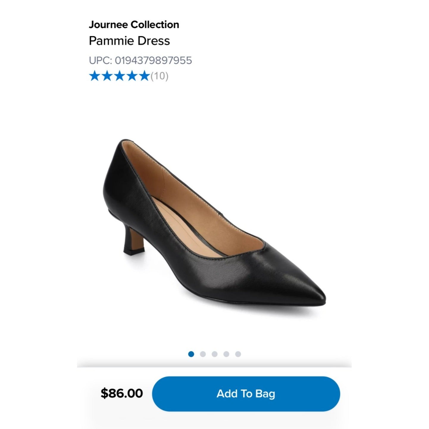 Journee Collection Black Pointed Toe Kitten Heel Pumps Size 11