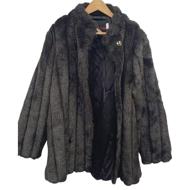 Vintage Wiman Dark Brown Faux Fur Jacket - Size 12