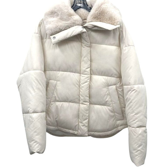 Abercrombie & Fitch Faux Fur Collar Mini Ultra Puffer Jacket - Size M