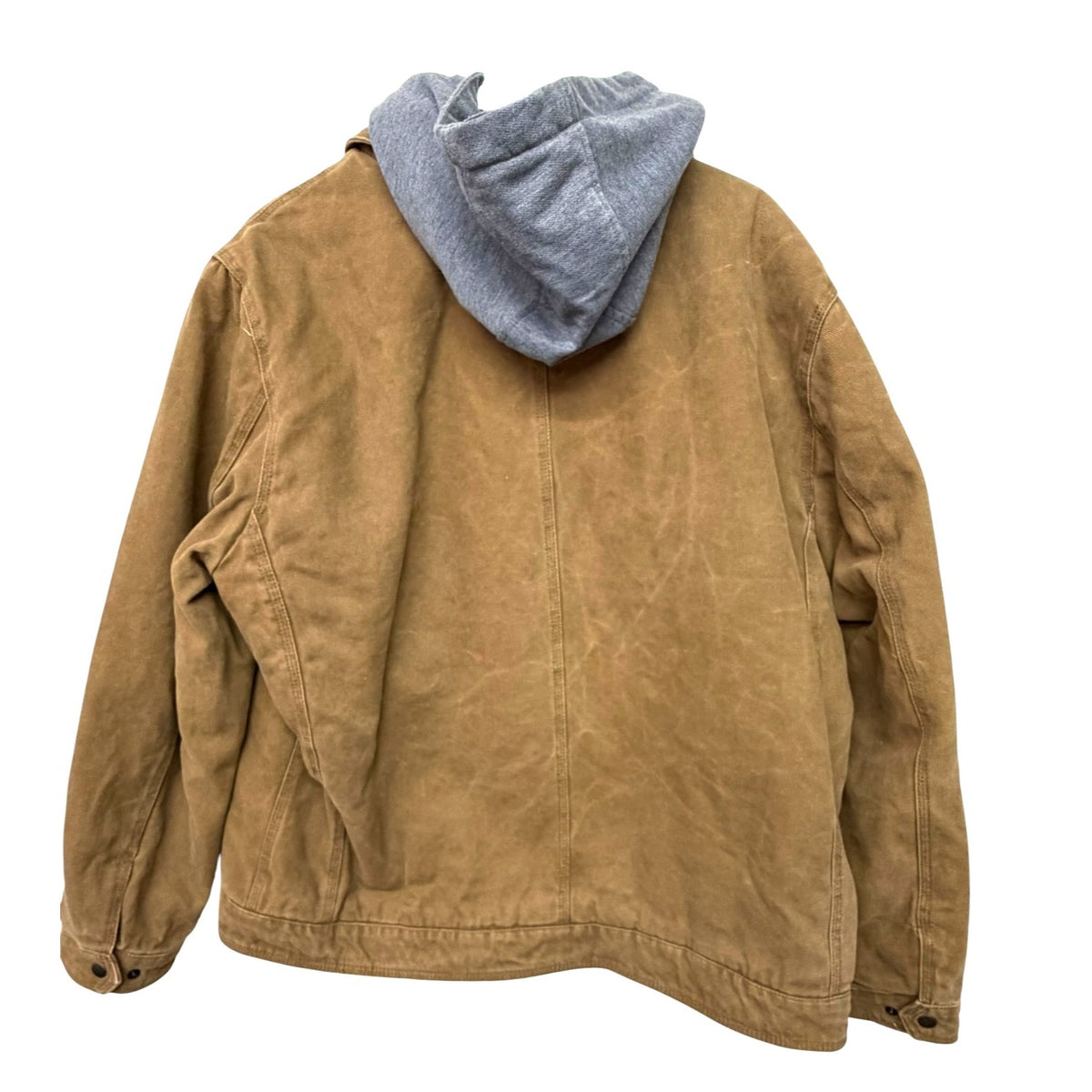 Levis Men's Sherpa-Lined Brown Canvas Jacket With Gray Hood Size XL