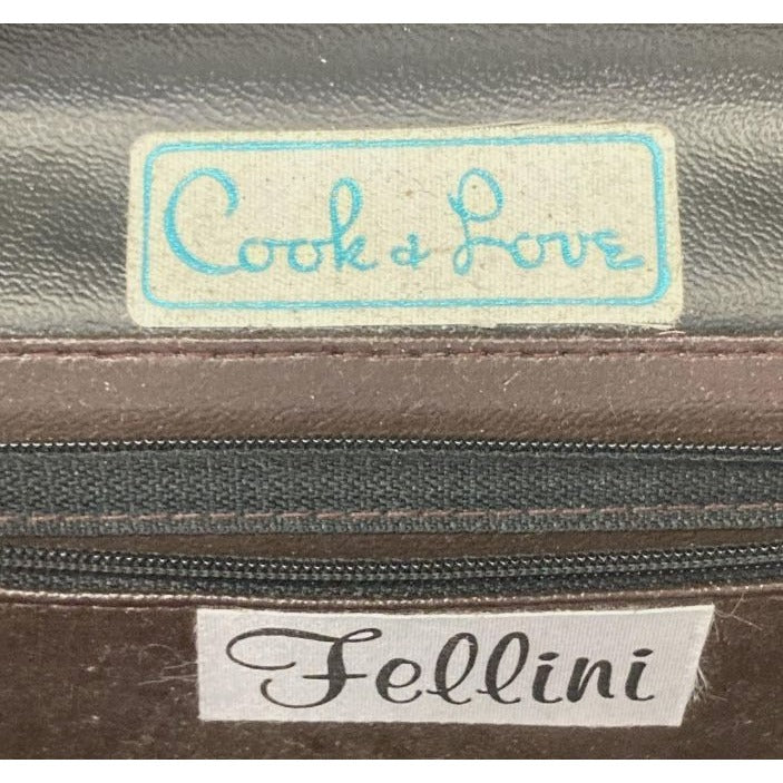 Fellini Black Leather Quilted Crossbody Bag With Gold Chain & Medallion