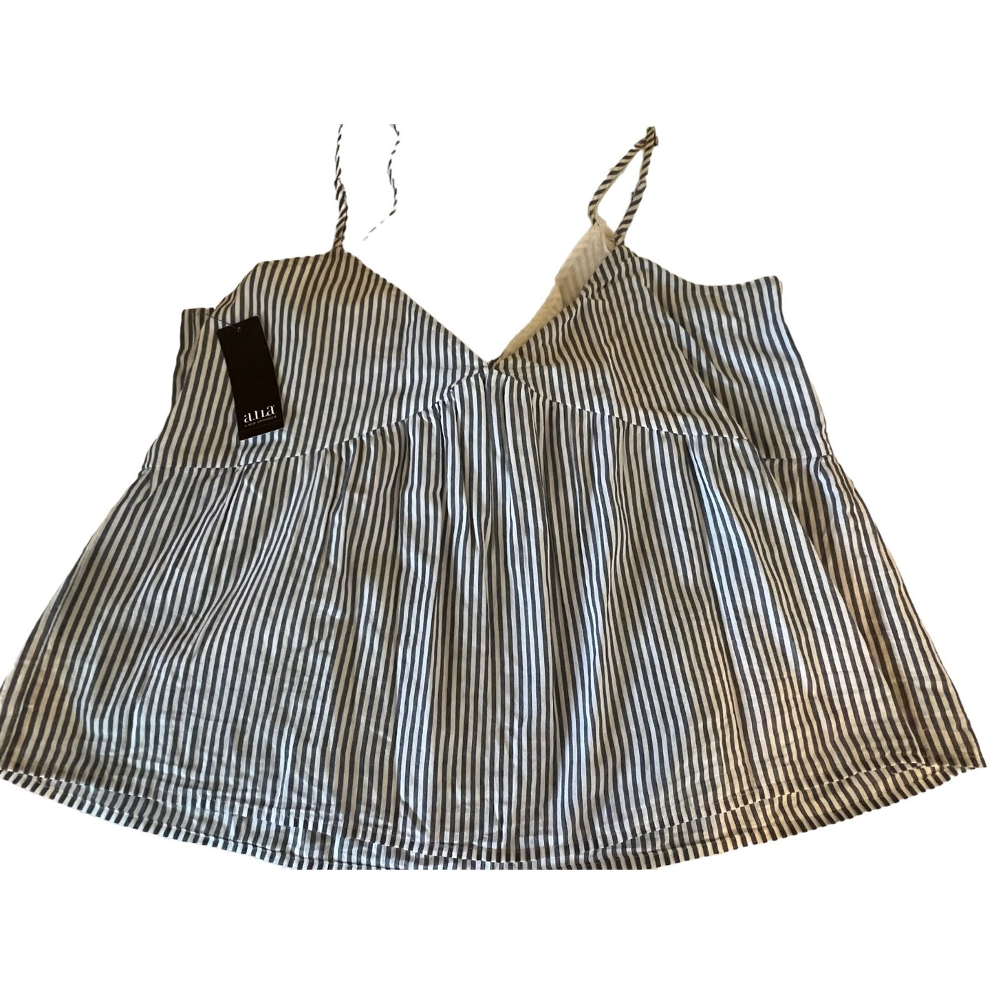 A.N.A Blue & White Striped Sleeveless Bow Front Top XXL