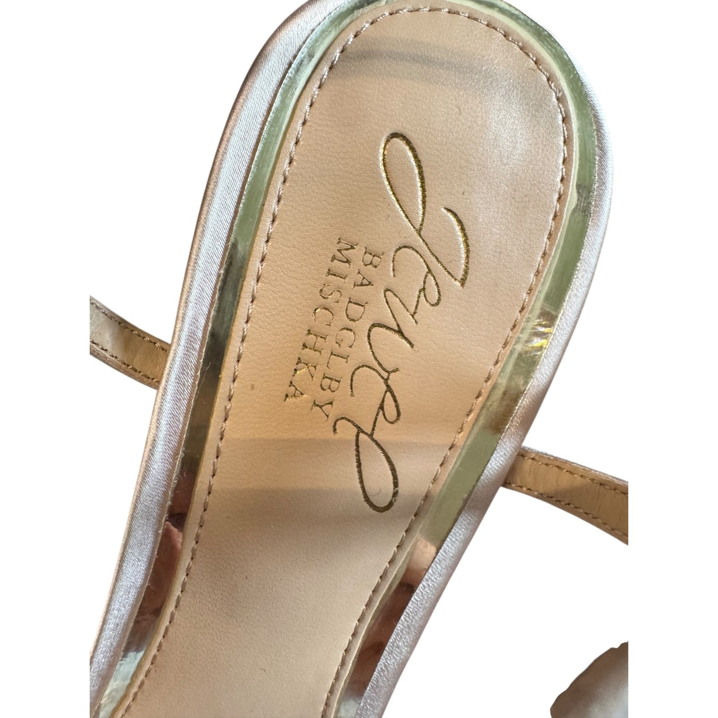 Jewel By Badgley Mischka Satin Rhinestone Strap Block Heel Ankle Strap Sandals Sz8