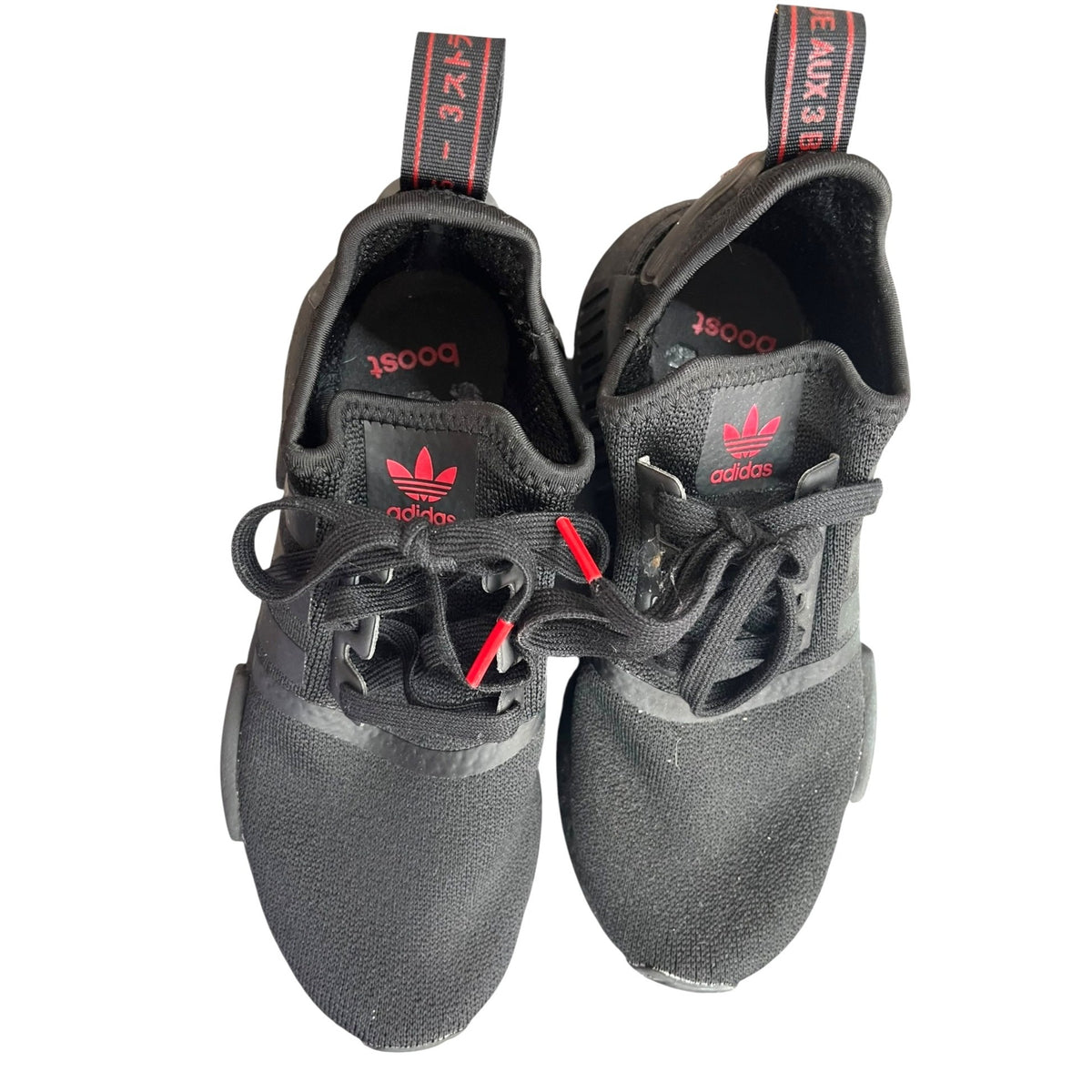 Adidas NMD_R1 Core Black & Scarlet Sneakers SZ 5.5 NWB