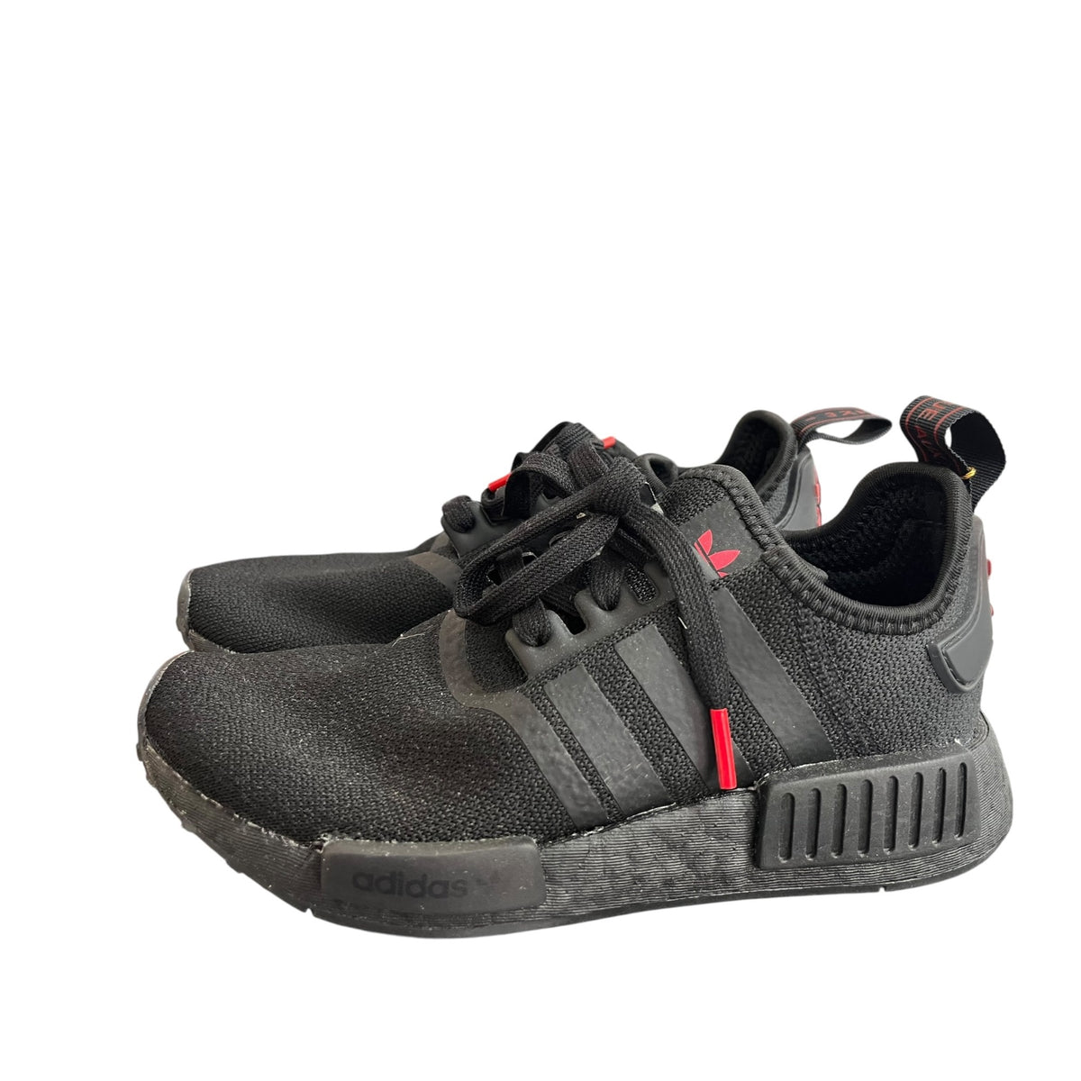 Adidas NMD_R1 Core Black & Scarlet Sneakers SZ 5.5 NWB