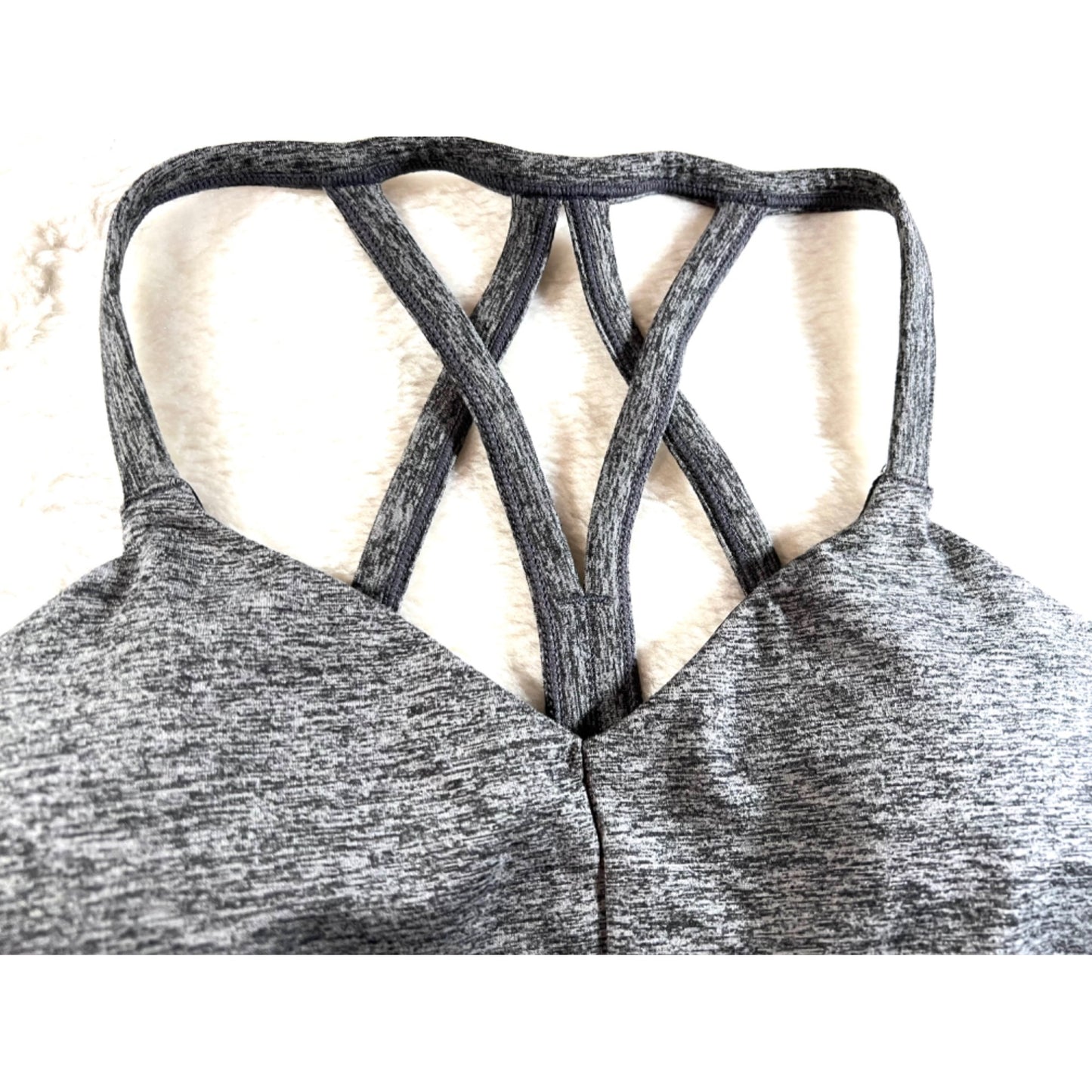 Strappy Heather Gray Sports Bra With Removable Cups Small JoyLab Moisture-Wicking Fabric
