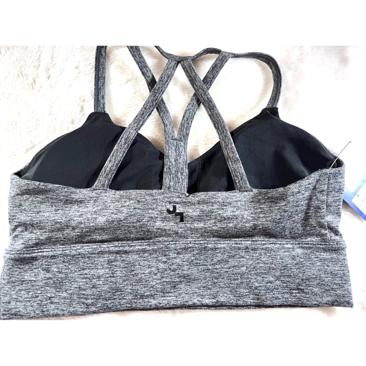 Strappy Heather Gray Sports Bra With Removable Cups Small JoyLab Moisture-Wicking Fabric