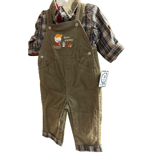 Nanette Baby Boys Z Wear 3-Piece Gone Fishing Corduroy Overalls Set Size 6-9M
