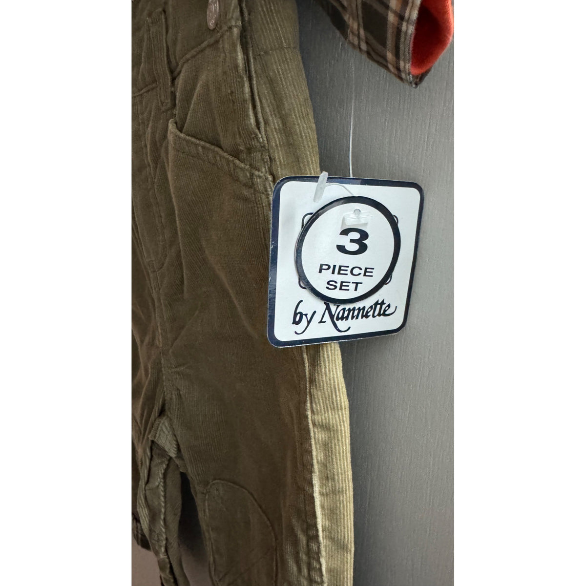 Nanette Baby Boys Z Wear 3-Piece Gone Fishing Corduroy Overalls Set Size 6-9M