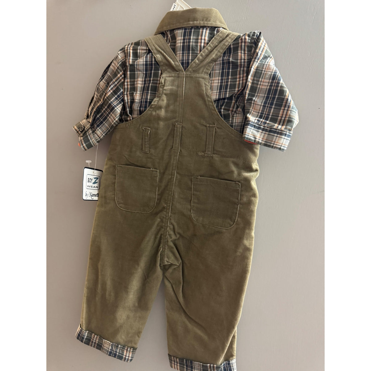 Nanette Baby Boys Z Wear 3-Piece Gone Fishing Corduroy Overalls Set Size 6-9M