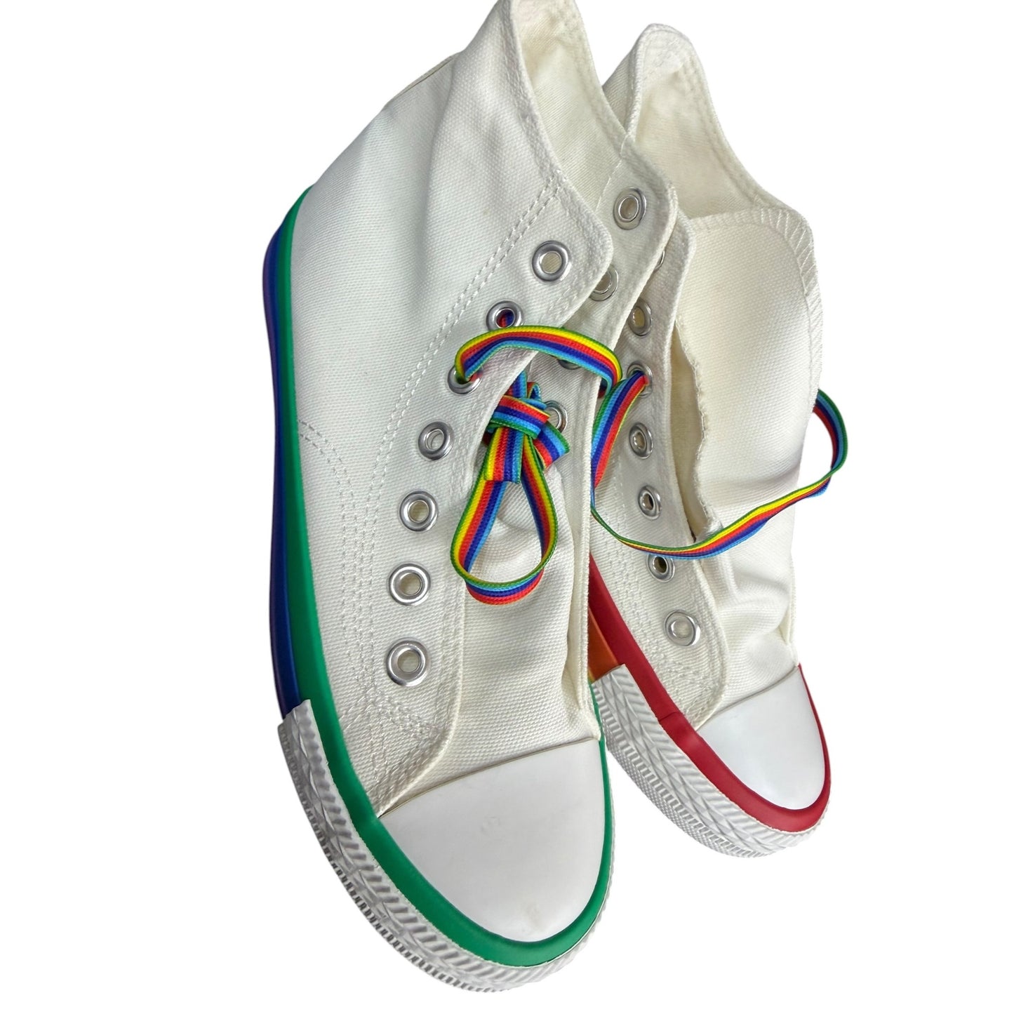 Rainbow Pride Fashion Sneakers Sole Canvas High-Top Sneakers With Multicolor Laces Unisex SZ 36/ US 5.5/6 Women's Youth Sz 4 Boys NEW