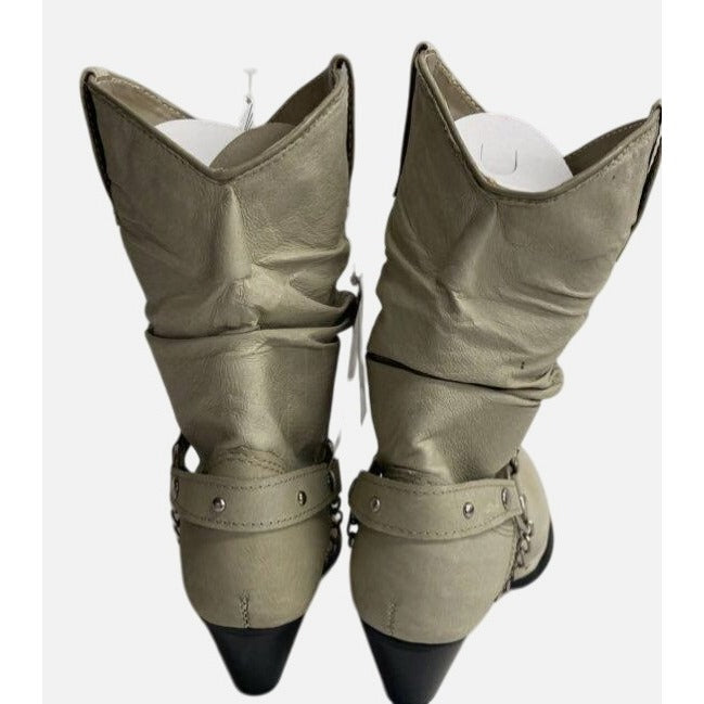 Womens 7.5W Dingó Olivia Beige Leather Short Western Boots NWT