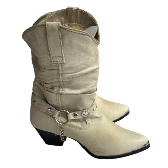 Womens 7.5W Dingó Olivia Beige Leather Short Western Boots NWT
