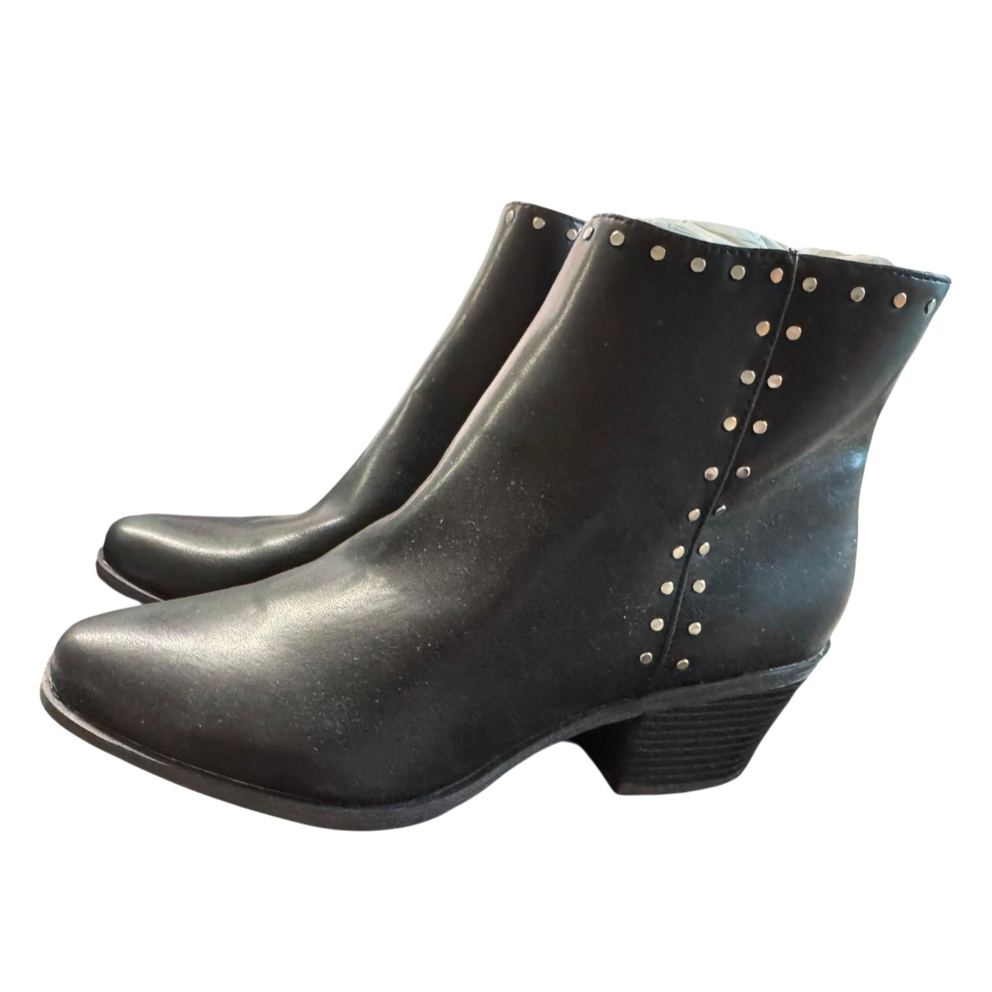BP Black Ankle Boots With Studded Details & Block Heel Size 10M Women's NWT