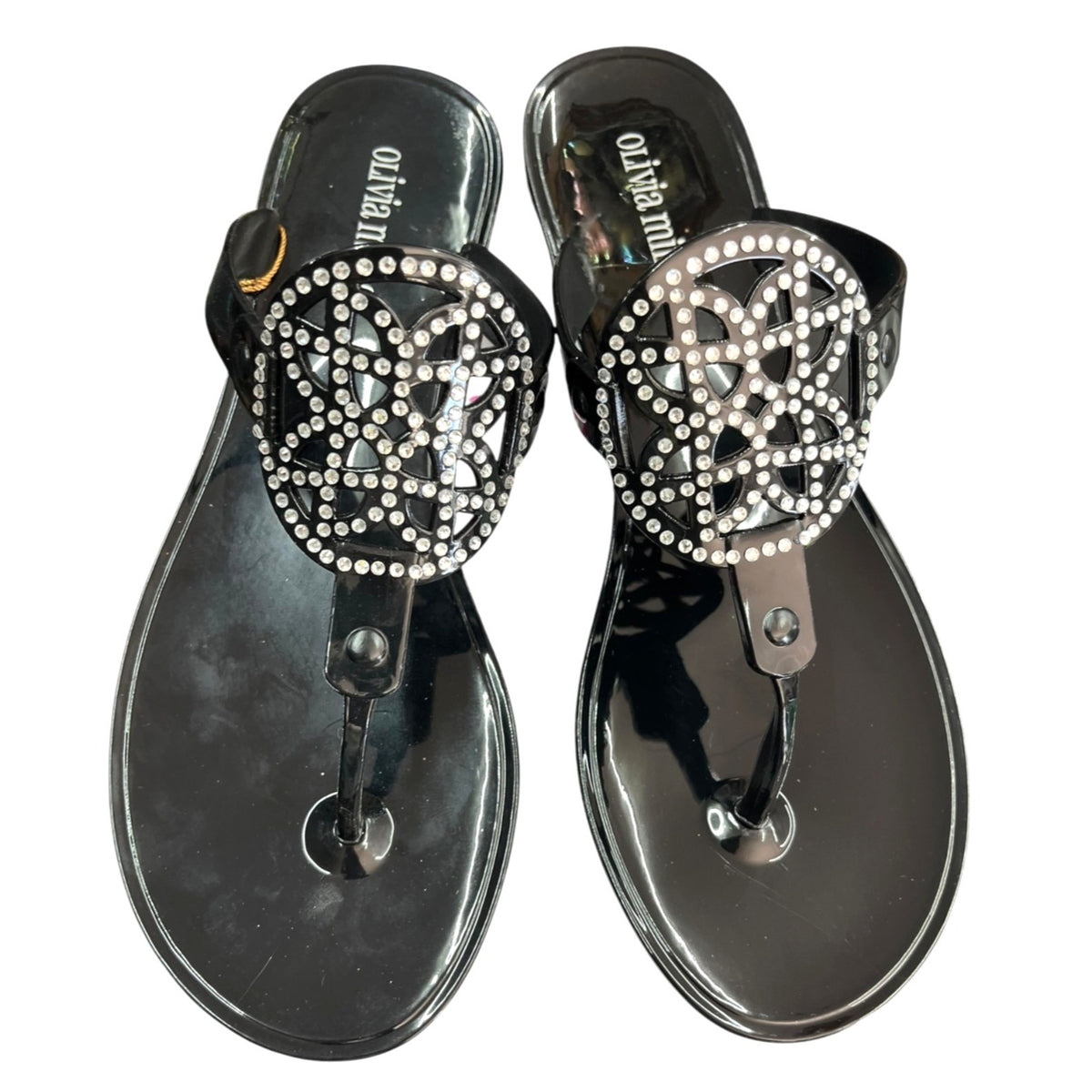 Olivia Miller Women's Rhinestone Kai Jelly Sandals Size 8 New With Box