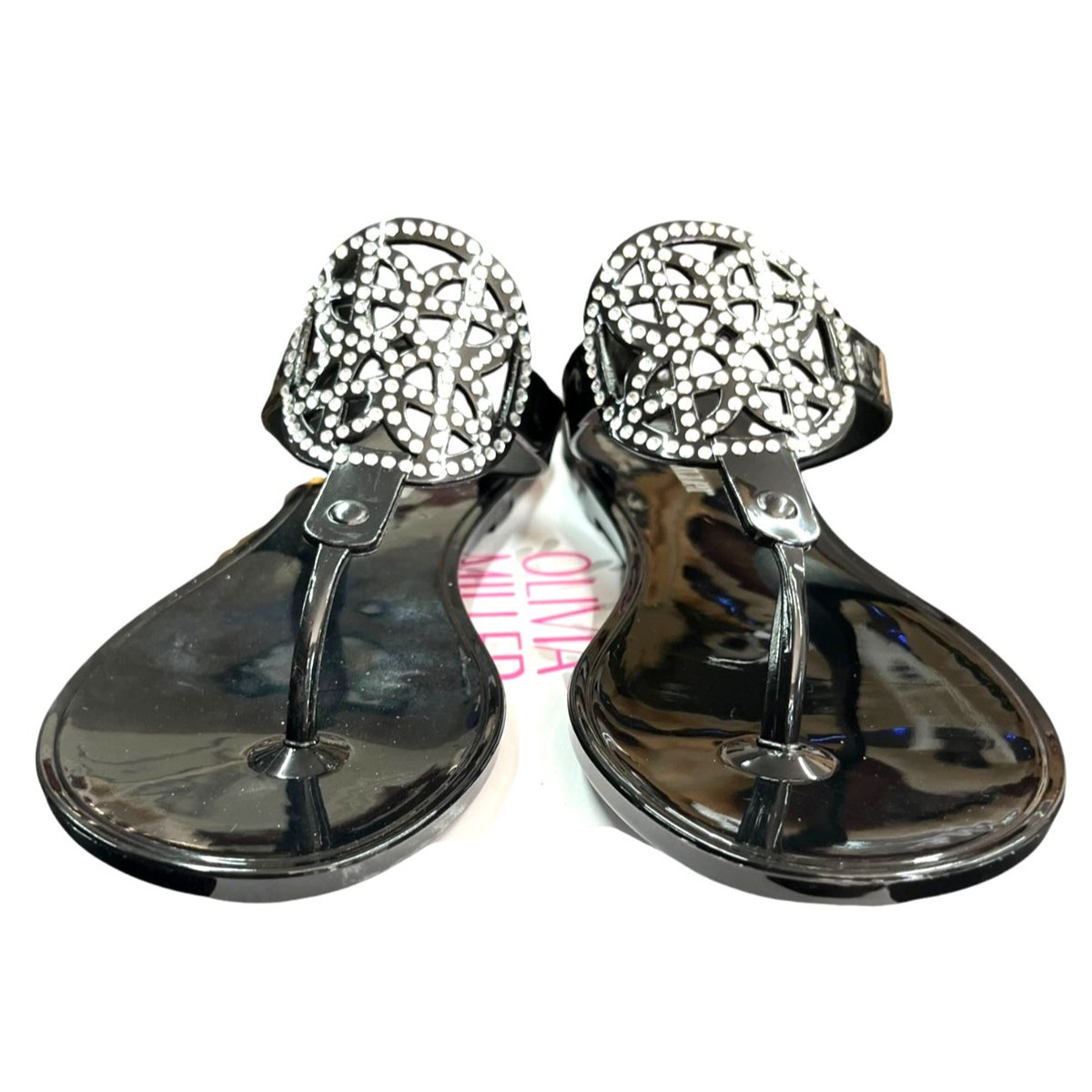 Olivia Miller Women's Rhinestone Kai Jelly Sandals Size 8 New With Box