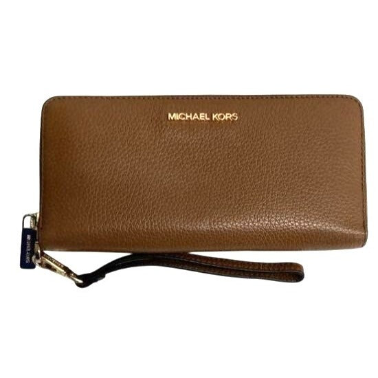 Michael Kors Jet Set Travel Continental Wallet Leather Wristlet Brown