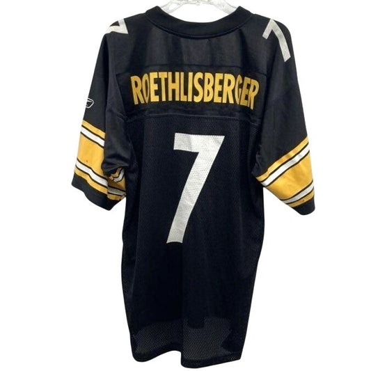 Pittsburgh Steelers #7 Ben Roethlisberger Black NFL SZ M Reebok On-Field Jersey