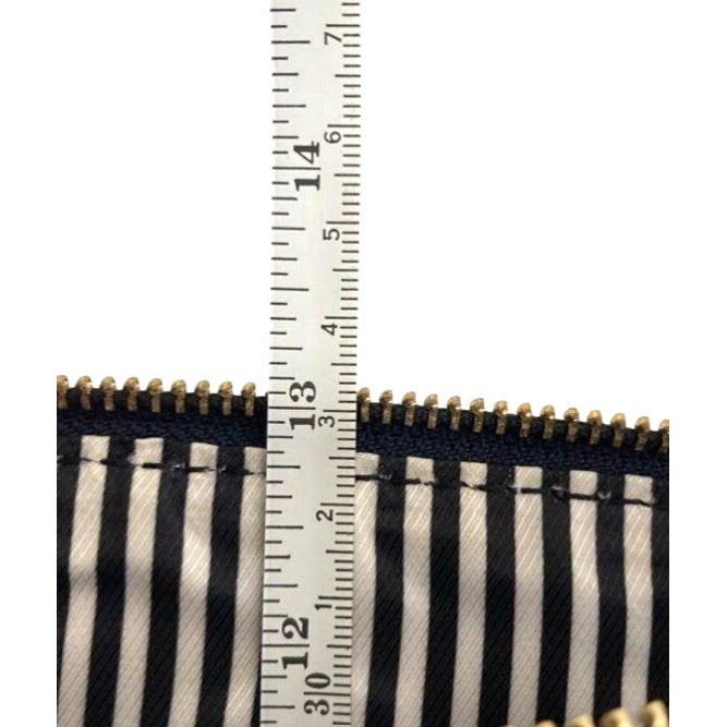 Kate Spade Navy Leather & Polka Dot Canvas Crossbody Bag With Striped Interior