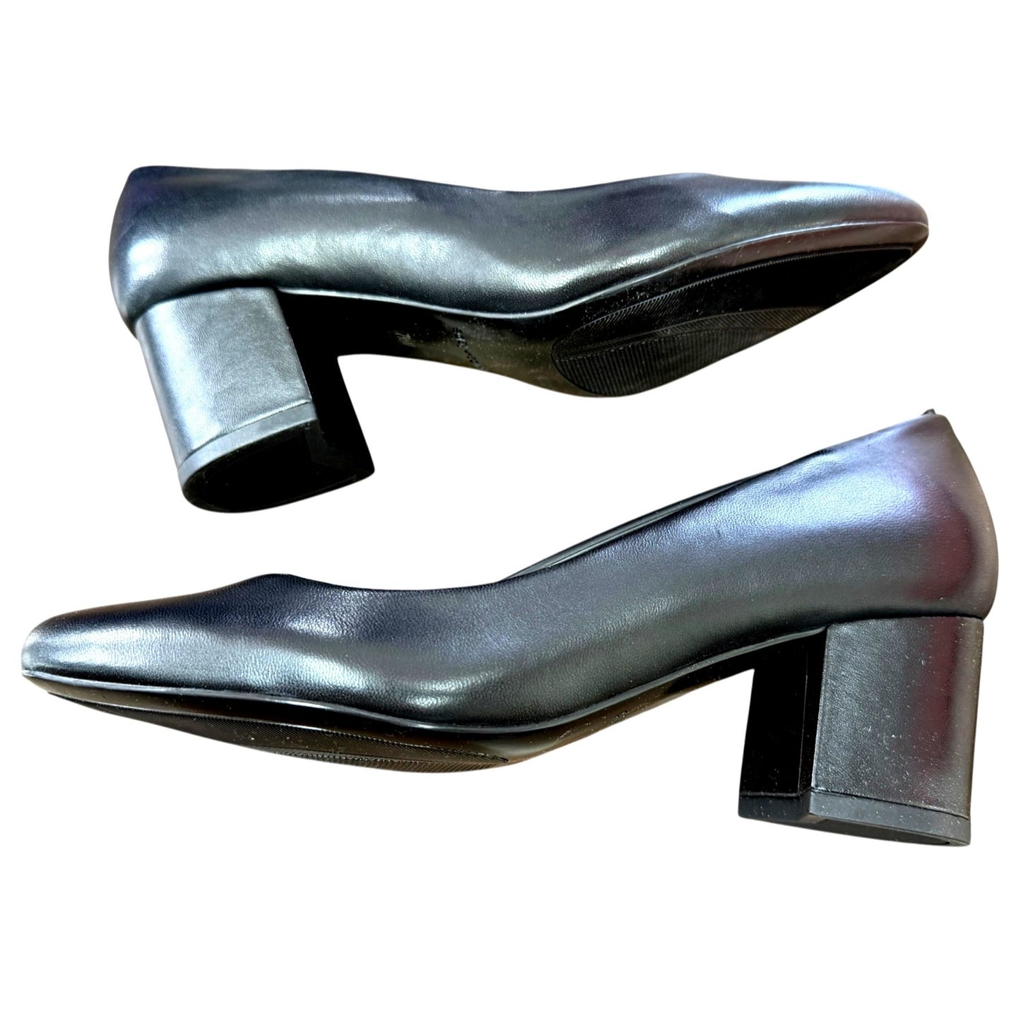 Easy Spirit Black Leather Block Heel Pumps SECOSMA Size 7.5M New In Box