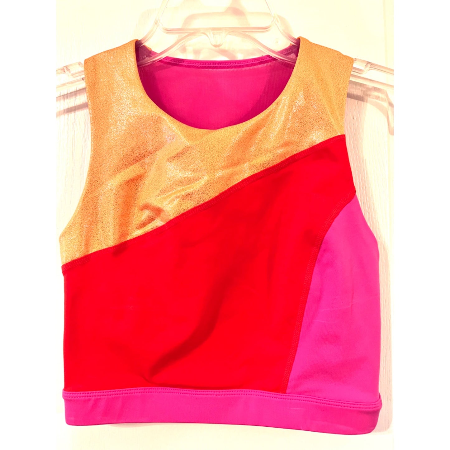 JoyLab Women's Colorblock Athletic Sports Bra Gold/Red/Pink SZ XS
