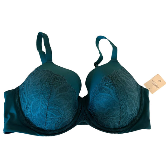 Womens Teal 40DD NWT Full Coverage Lightly Lined T-Shirt Bra With Lace Details Convertible Straps