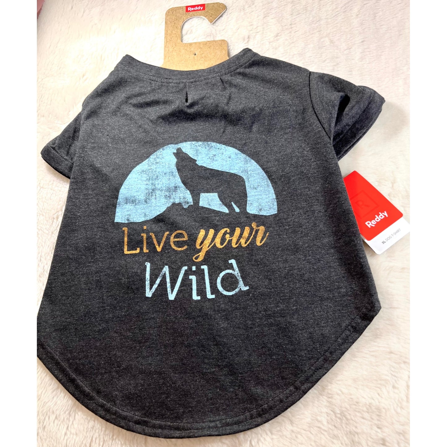 Live Your Wild XL Grey Dog T-Shirt NWT