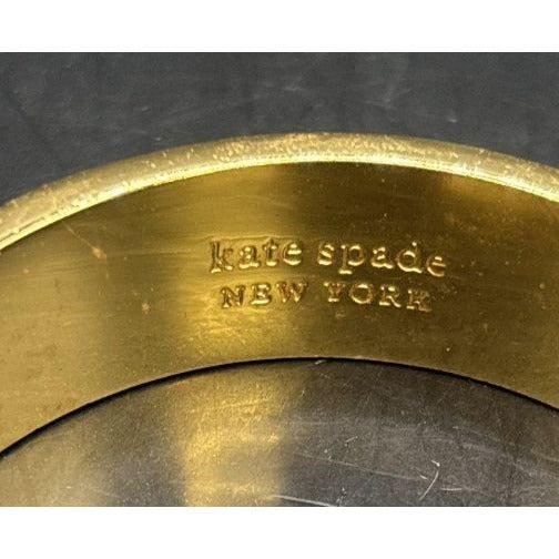 Kate Spade Black & Gold Clover Hinged Bangle Bracelet 2.5" Diameter