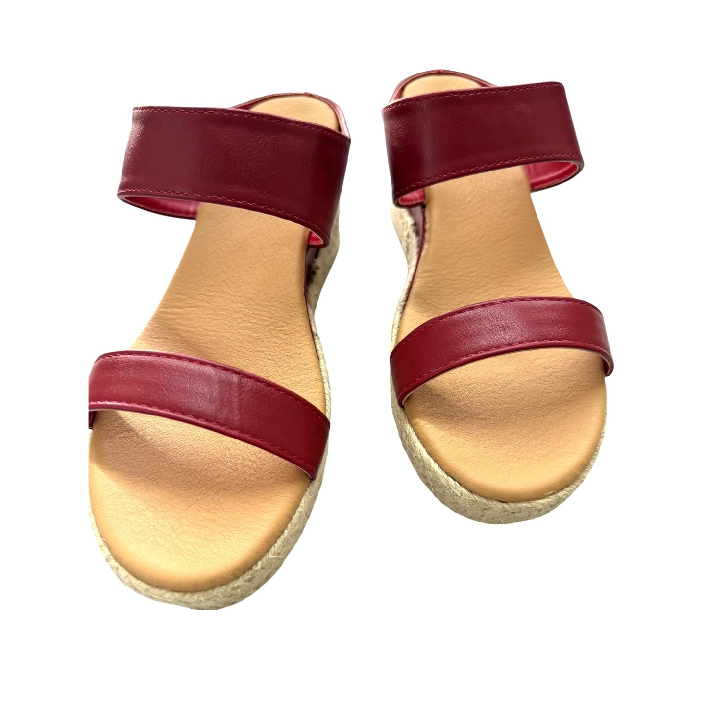 Journee Collection Red Wedge Sandals With Espadrille Soles SZ 8.5