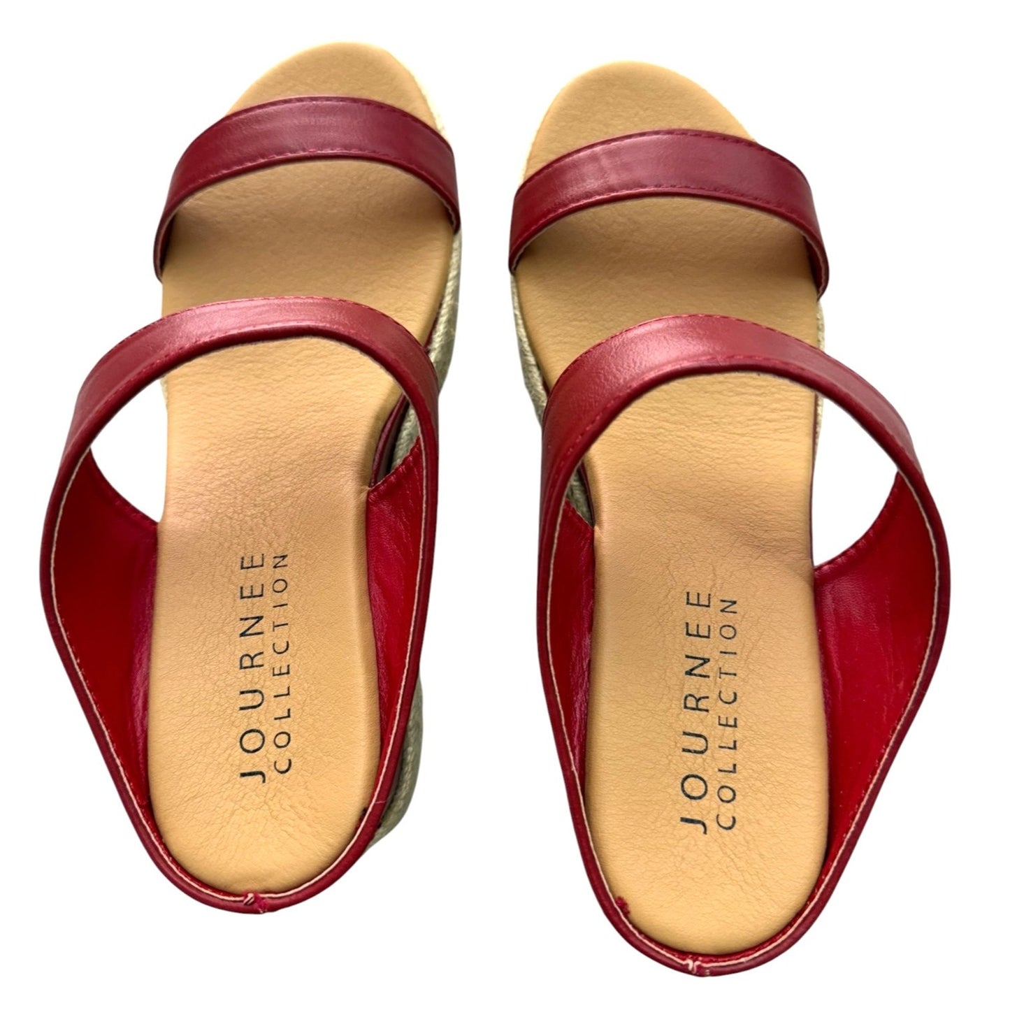 Journee Collection Red Wedge Sandals With Espadrille Soles SZ 8.5