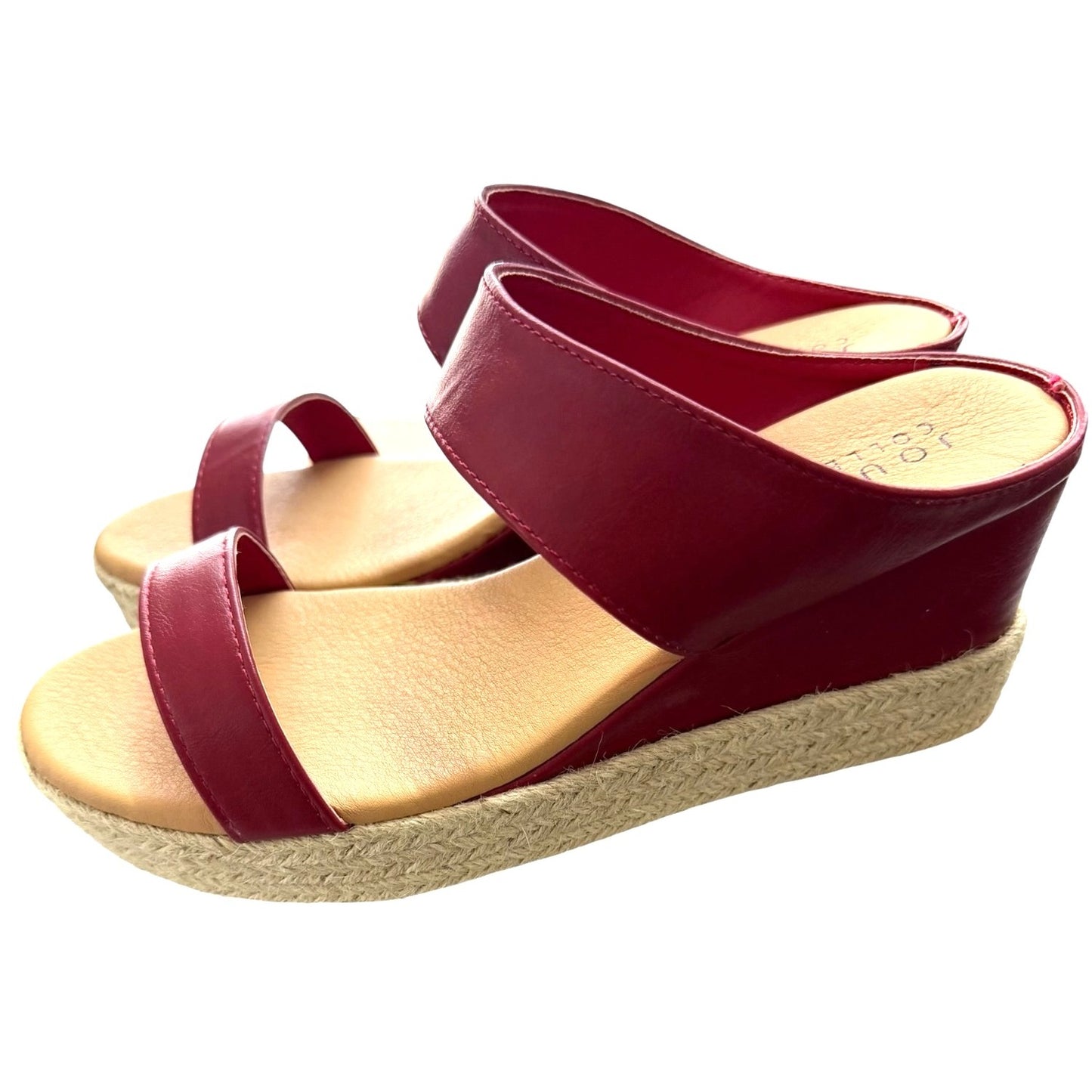 Journee Collection Red Wedge Sandals With Espadrille Soles SZ 8.5