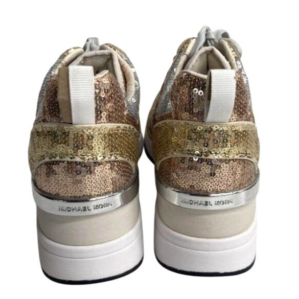 Michael Kors Gold & Silver Sequin Platform Sneakers Size 9.5 Women's Shoes