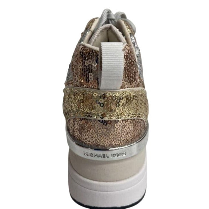 Michael Kors Gold & Silver Sequin Platform Sneakers Size 9.5 Women's Shoes