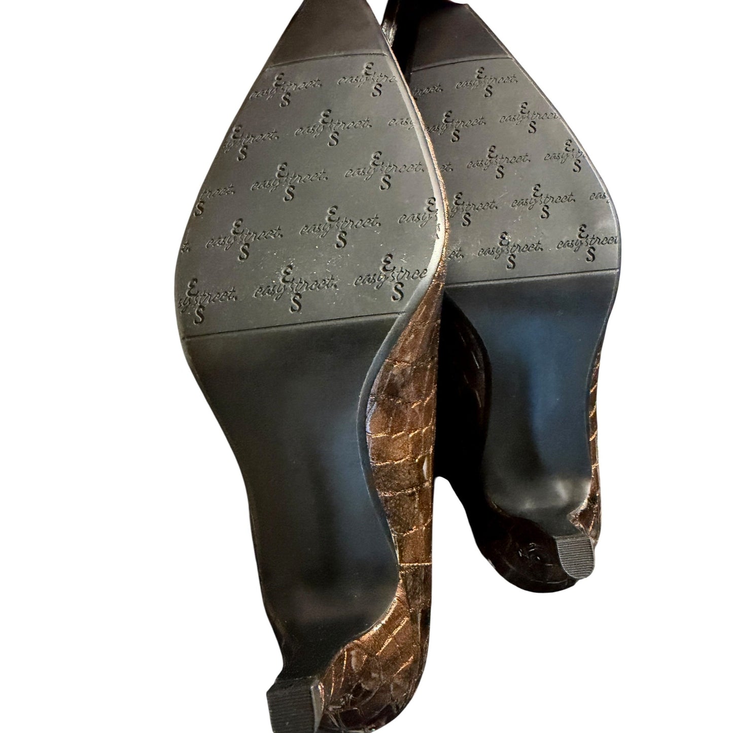 Easy Street Bronze Crocodile-Print Pointed-Toe Heels Size 9.5W Women's Dress Shoes