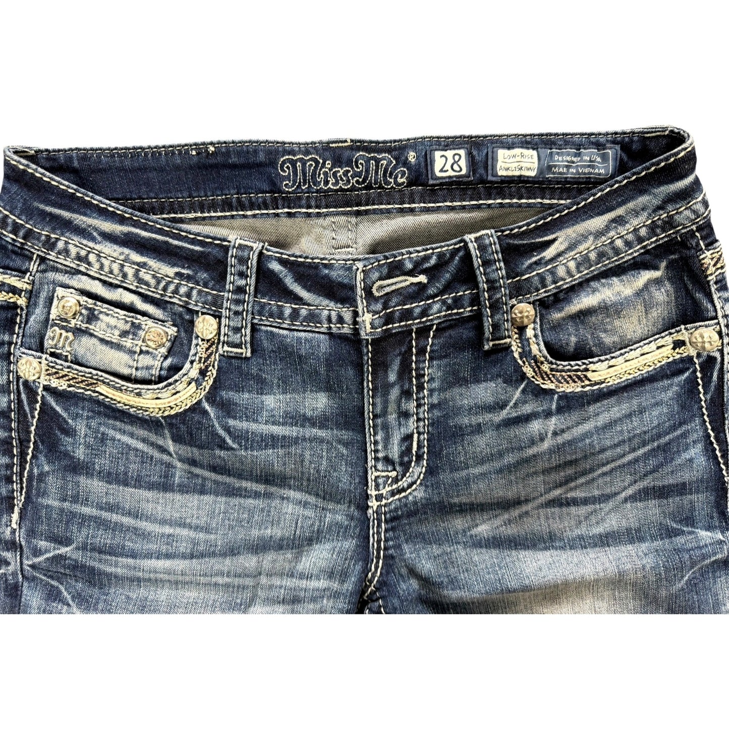 Miss Me Women’s Sz 28 Low-Rise Ankle Skinny Jeans