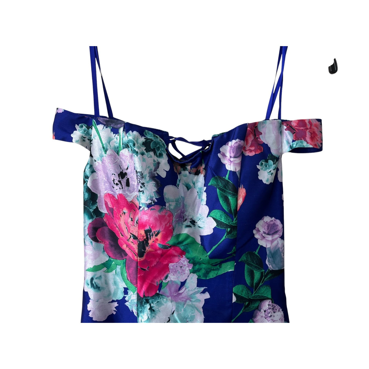 My Michelle Blue Floral Off Shoulder Mermaid Evening Gown Size 13
