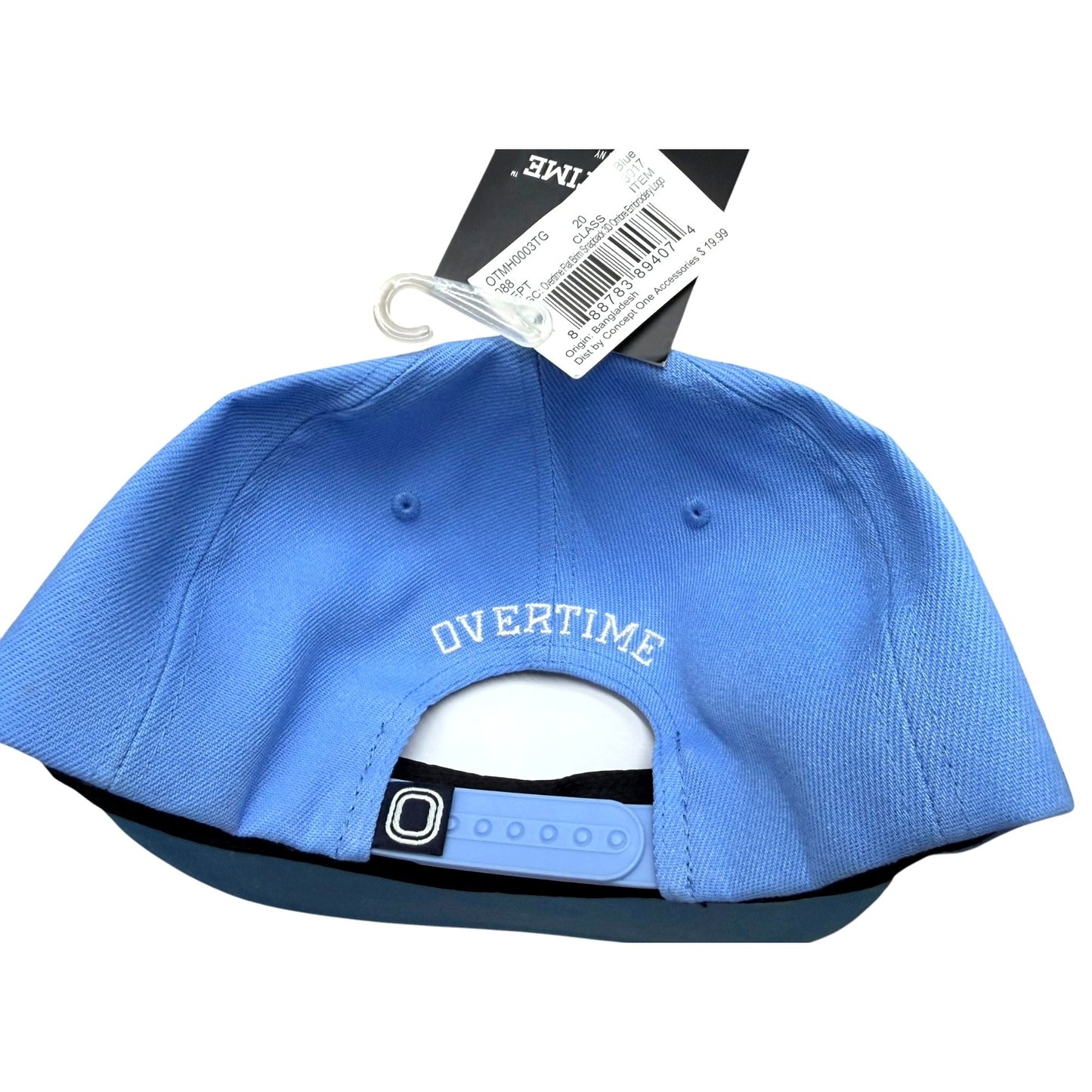 Overtime Flat Brim Snapback Cap 3D Ombre Embroidery Logo Adjustable Blue NWT