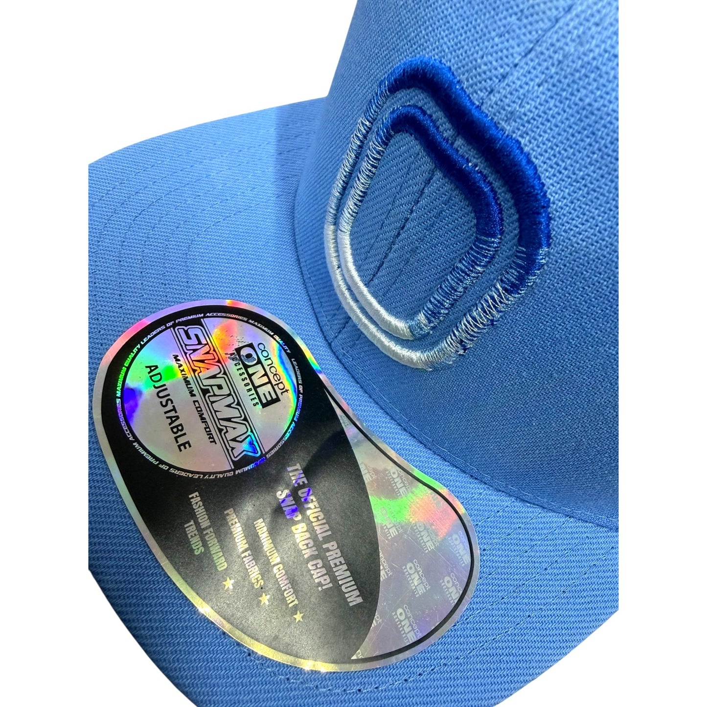 Overtime Flat Brim Snapback Cap 3D Ombre Embroidery Logo Adjustable Blue NWT