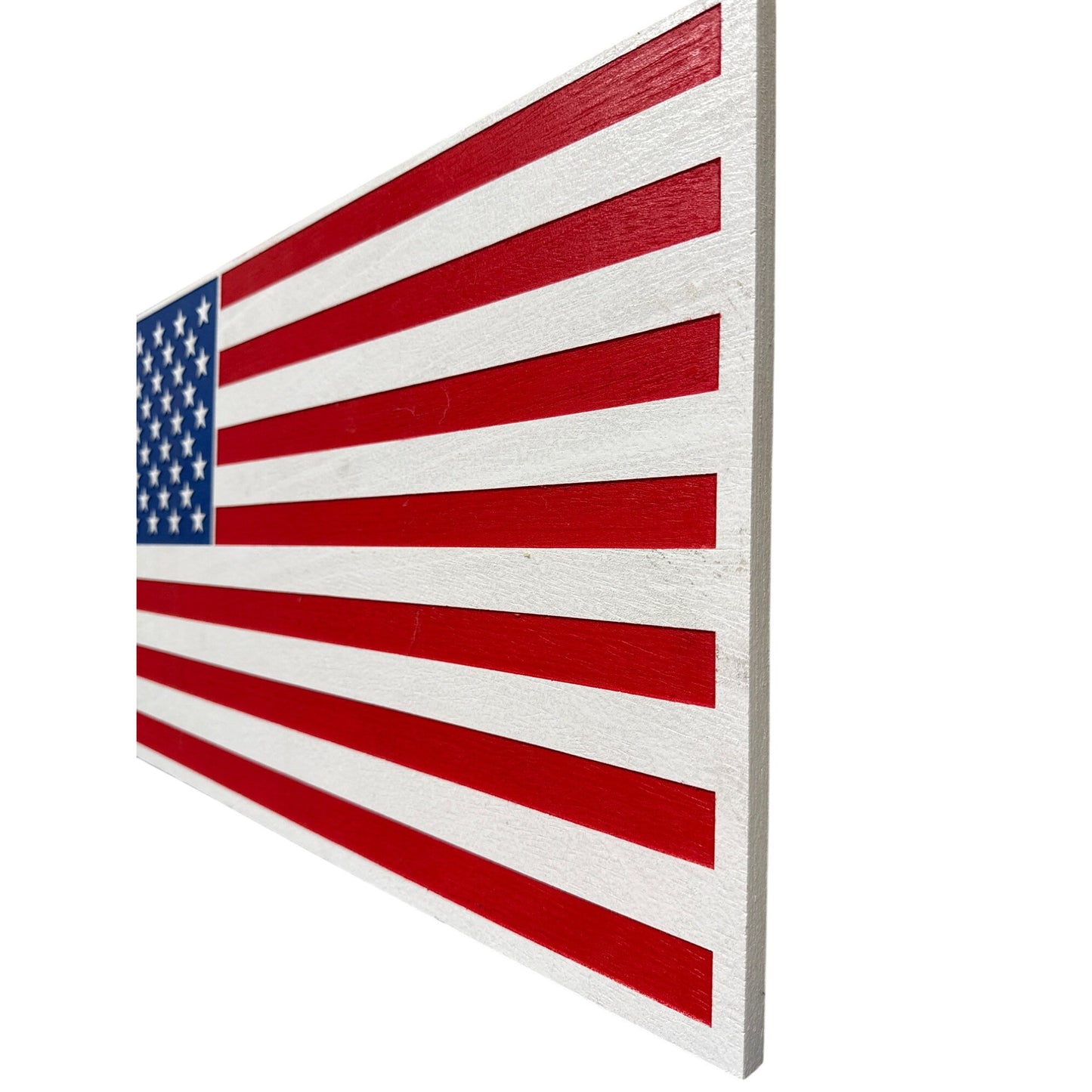 Wooden American Flag Wall Art Patriotic Decor Handcrafted Red White & Blue