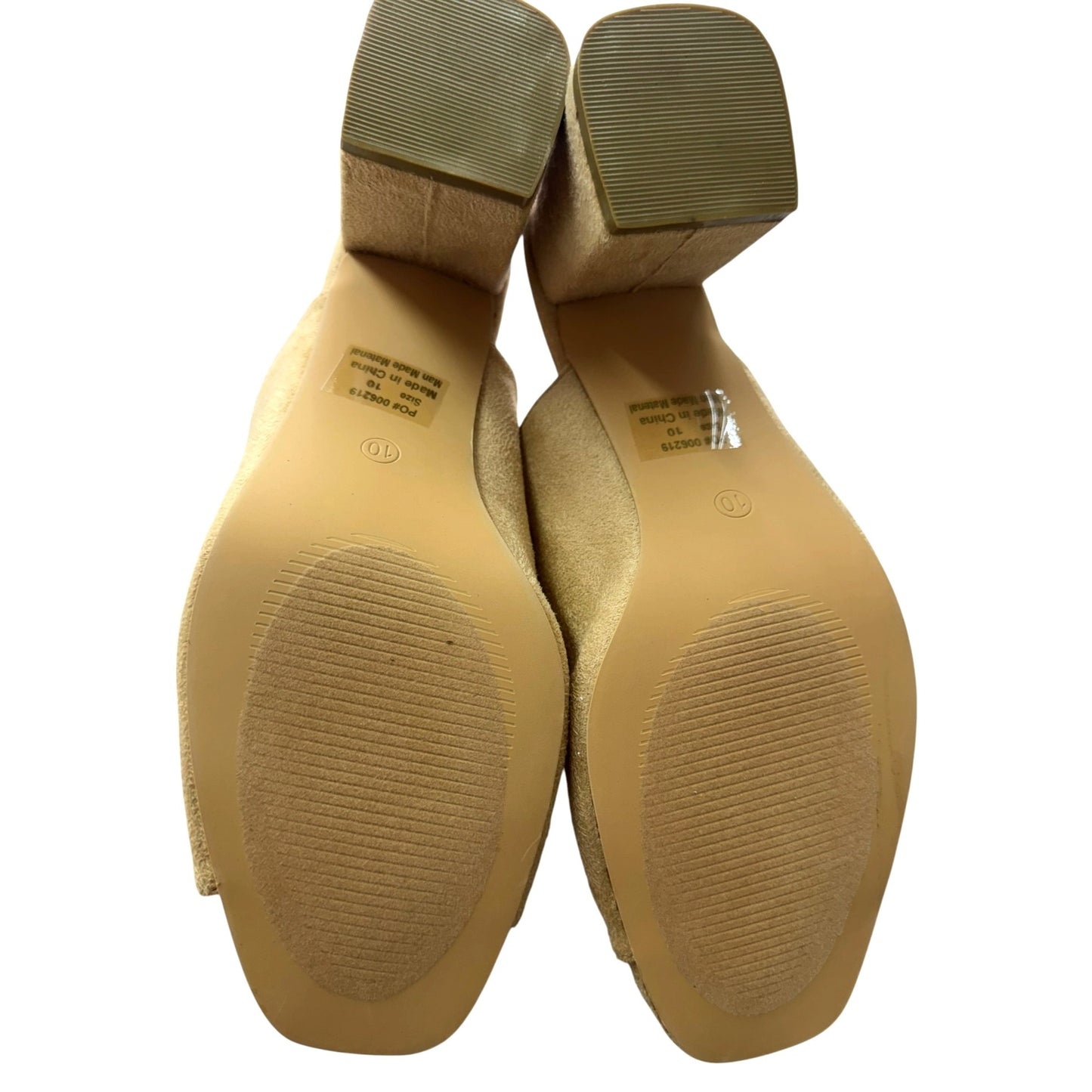 Journee Collection Women's Adelaide Nude Suede Open-Toe Block Heel Slides Size 10
