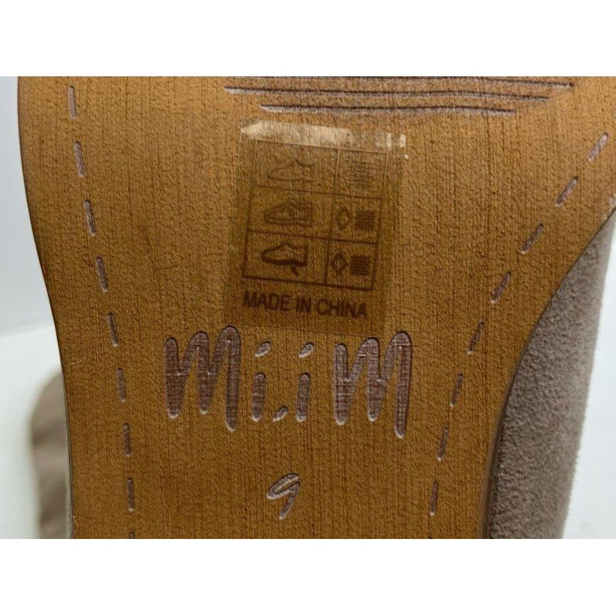 Mi.iM Womens Beige Suede Knee High Block Heel Boots Size 9