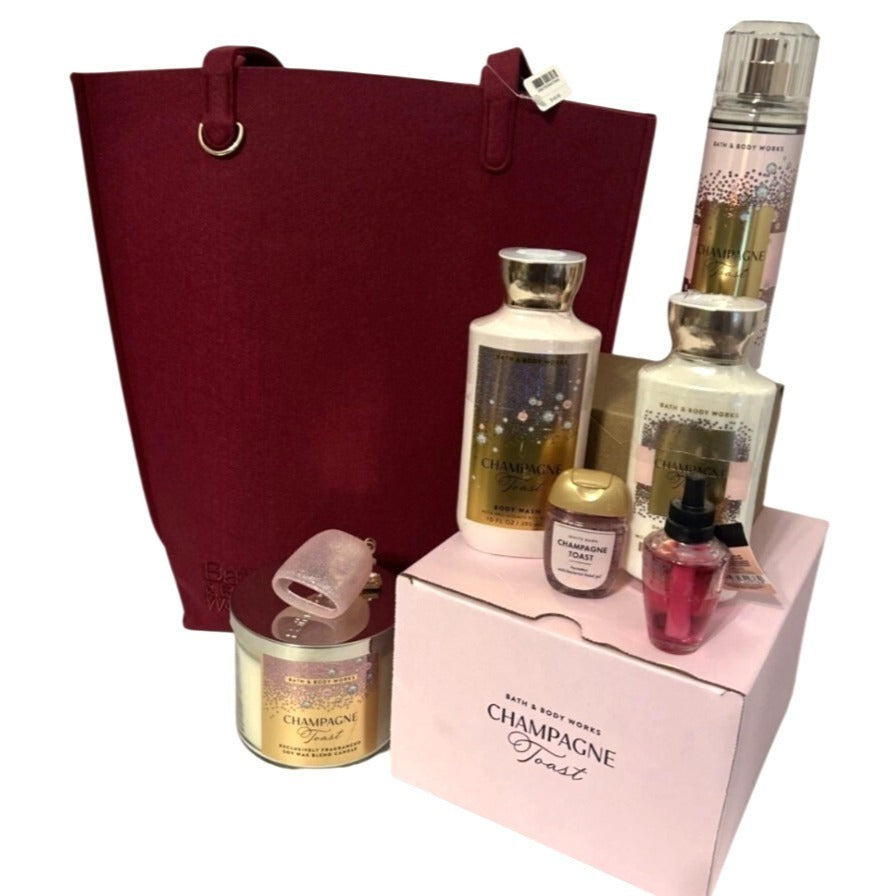 Bath & Body Works Champagne Toast 9pc Gift Set With Tote NEW