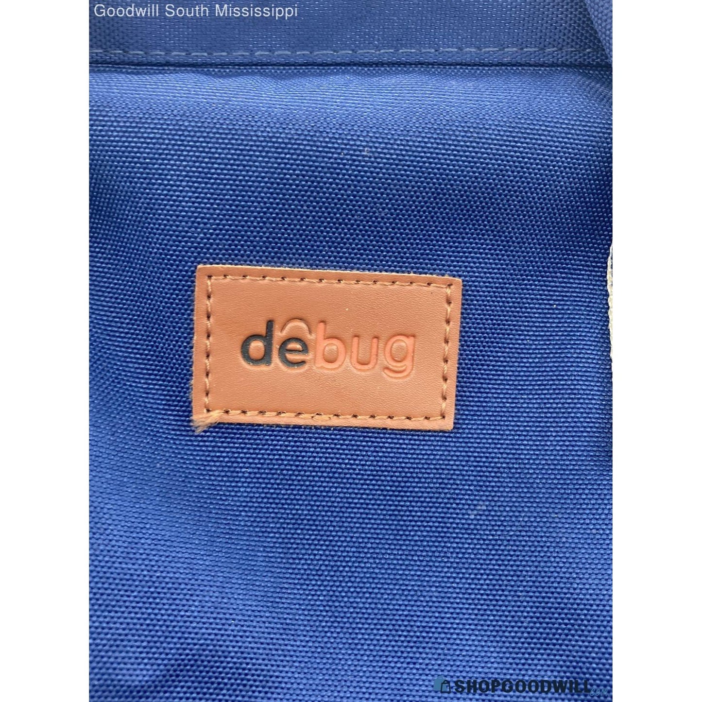 Debug Navy Blue Diaper Bag Backpack With Beige Accents Multiple Compartments Adjustable Straps And Top Carry Handles