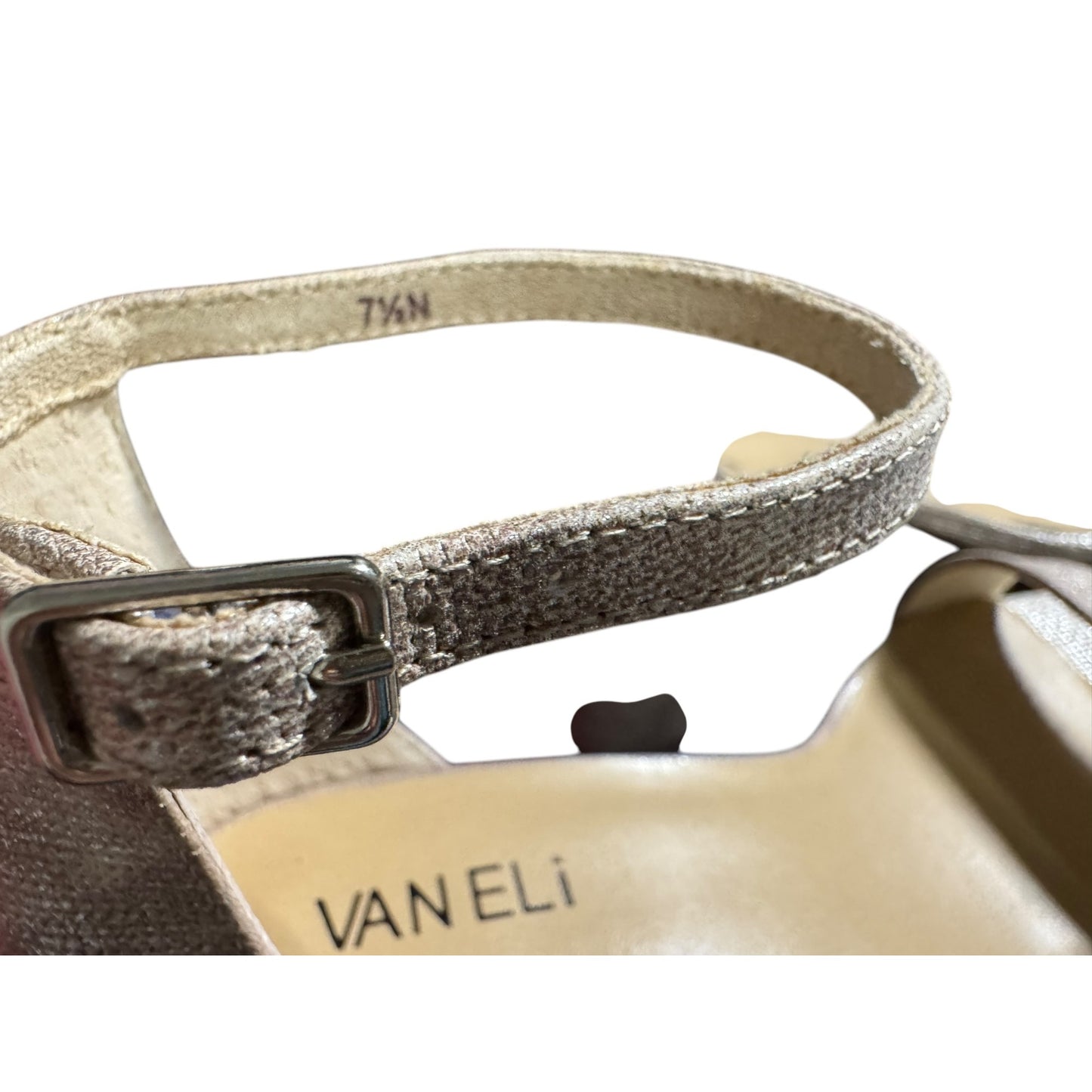 Vaneli Meryn Ankle Strap Block Heel Sandals 7.5 N Womens Shimmering Fabric Open Toe Dress Shoes