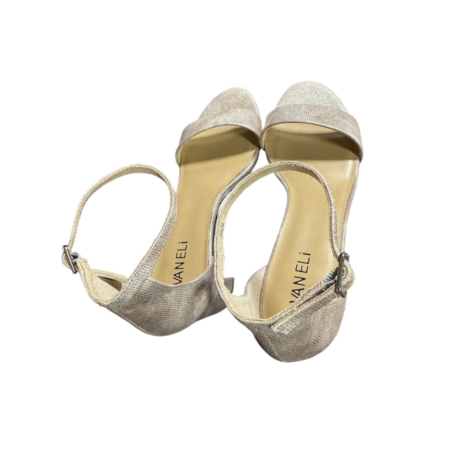 Vaneli Meryn Ankle Strap Block Heel Sandals 7.5 N Womens Shimmering Fabric Open Toe Dress Shoes