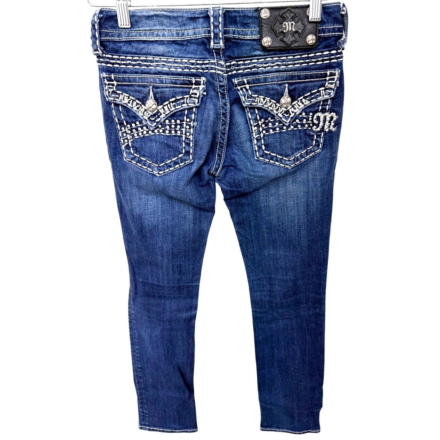Miss Me Womens Size 25 Embellished Straight-Leg Denim Jeans
