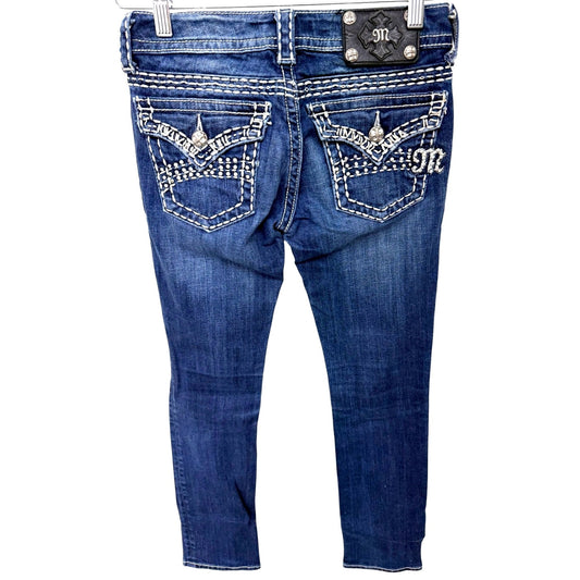 Miss Me Womens Size 25 Embellished Straight-Leg Denim Jeans